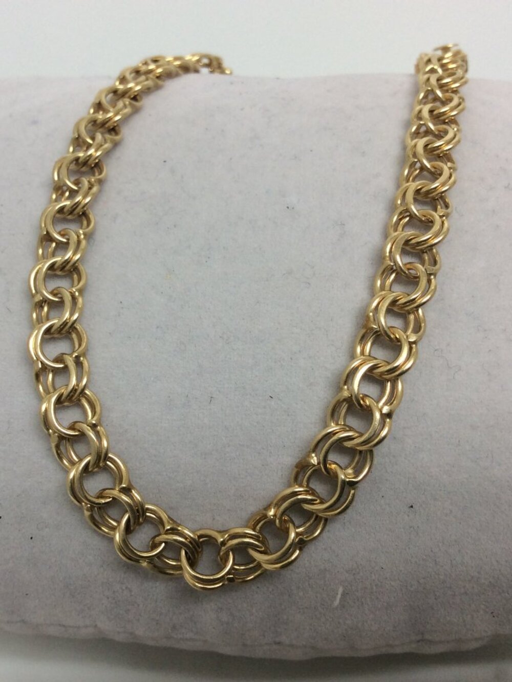 14K Yellow Real Solid Gold 6.00mm double Circle Curb Link Charm Bracelet  7 1/4'